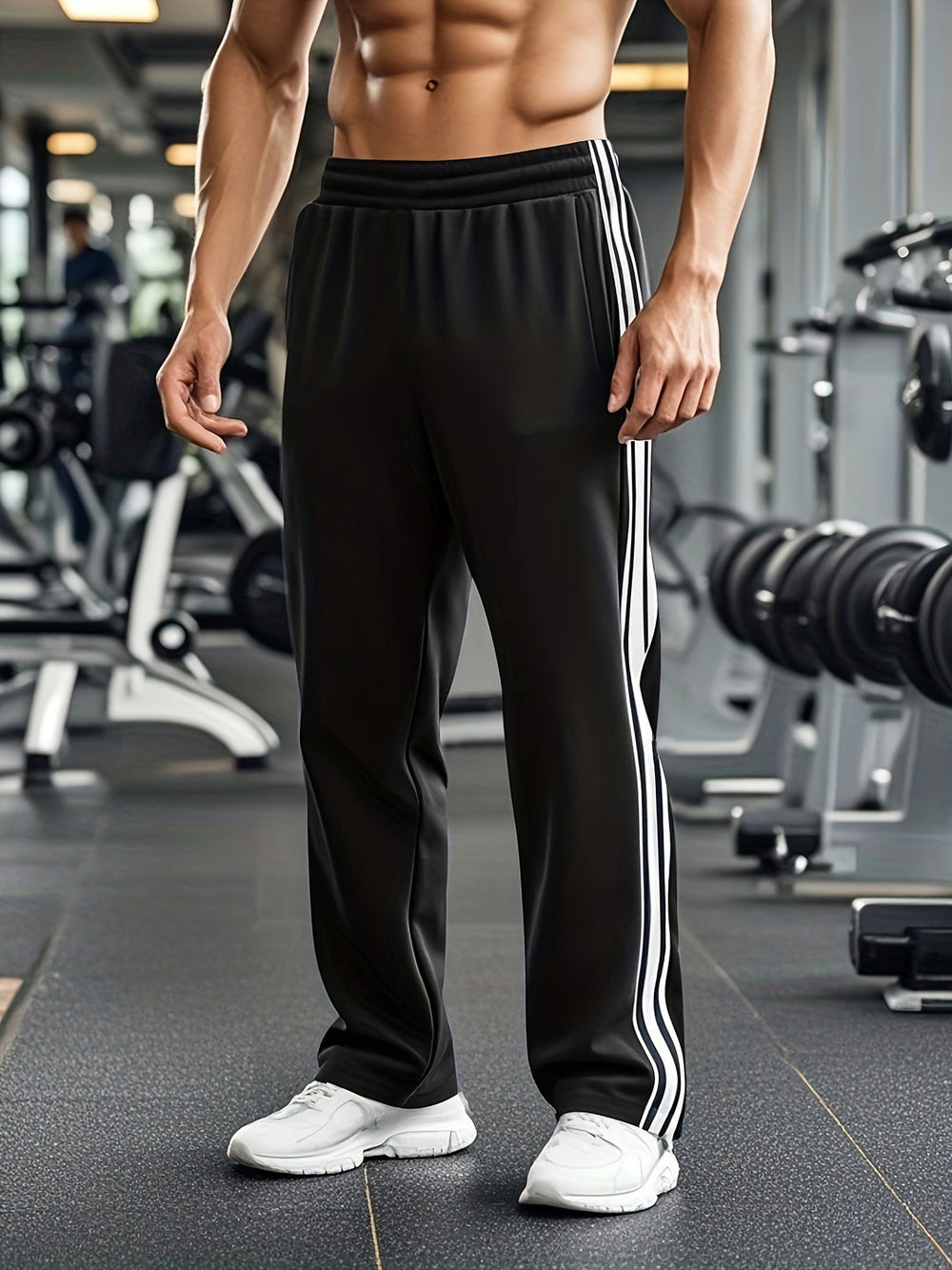 Men's Athletic Shorts - Breathable Drawstring Training Shorts - Black