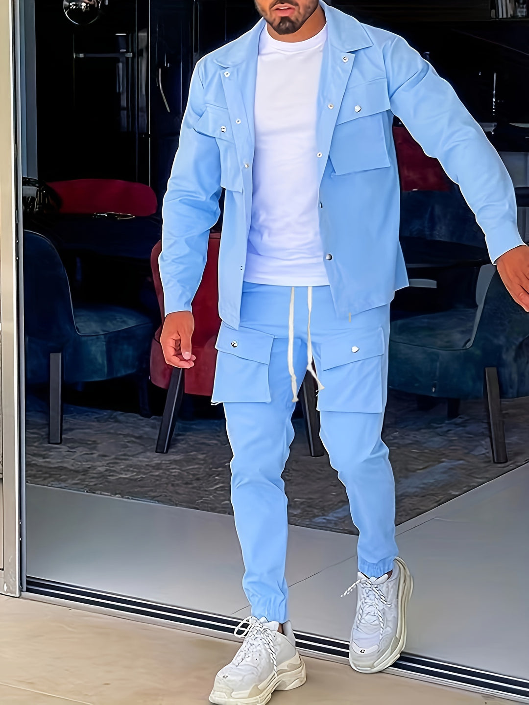 Men's Blazer & Chino Set - Modern Casual Tailoring - Blue