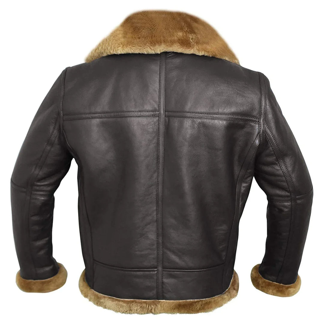 Men's Bomber Jacket Faux Leather - Quilted Lining & Zip Closure
