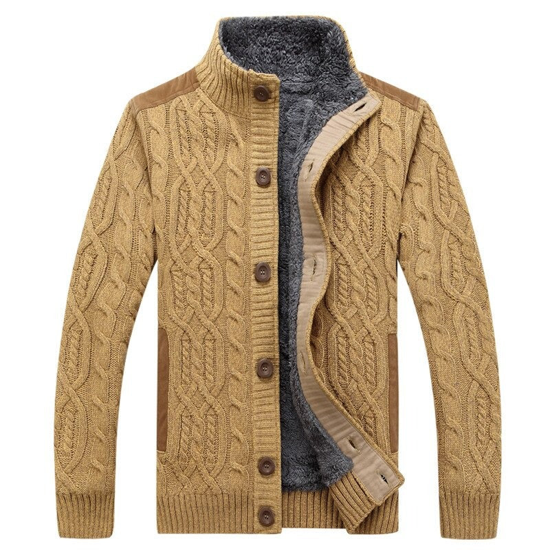 Men's Cable Knit Vest with Plush Lining - Warm & Stylish - Beige