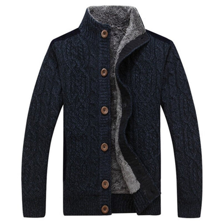 Men's Cable Knit Vest with Plush Lining - Warm & Stylish - Black