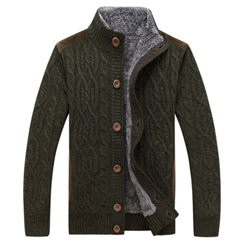Men's Cable Knit Vest with Plush Lining - Warm & Stylish - Green