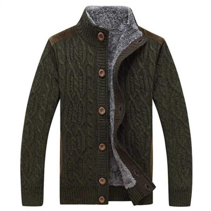 Men's Cable Knit Vest with Plush Lining - Warm & Stylish - Green
