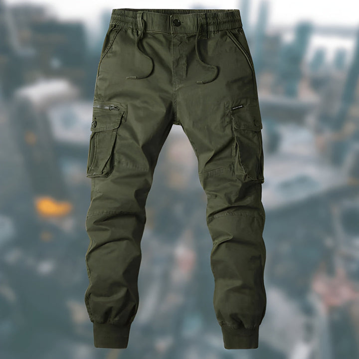 Men's Cargo Pants - Relaxed Fit with Drawstring - Green