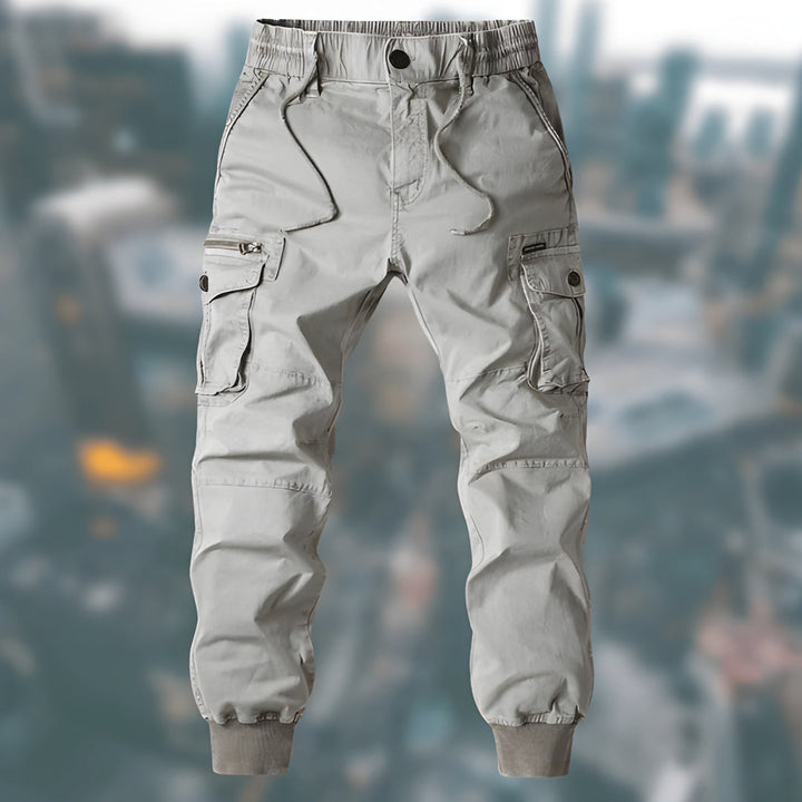 Men's Cargo Pants - Relaxed Fit with Drawstring - Grey