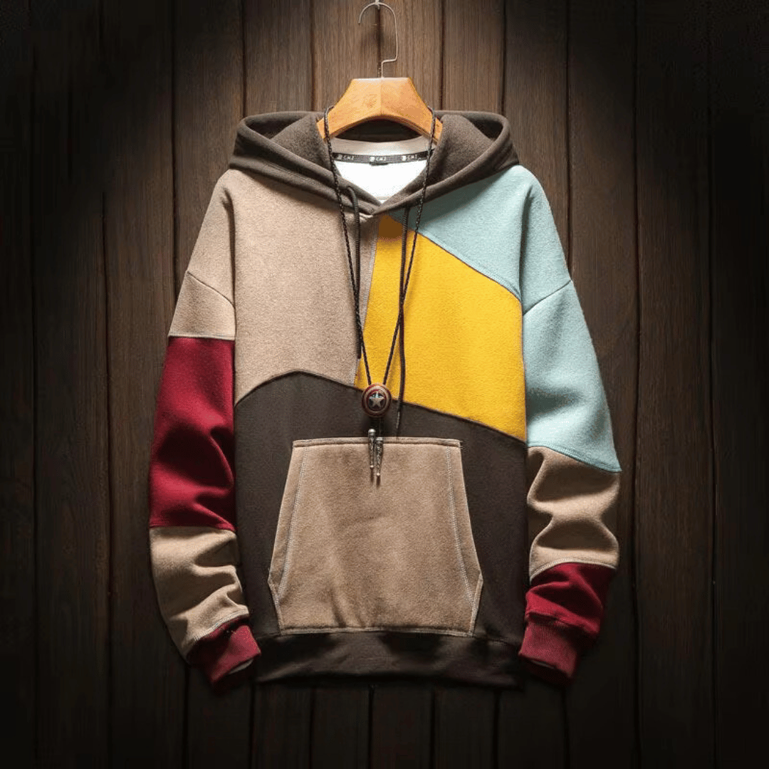 Men's Color Block Pullover Hoodie – Relaxed Streetwear Style-Jacob-Menswear