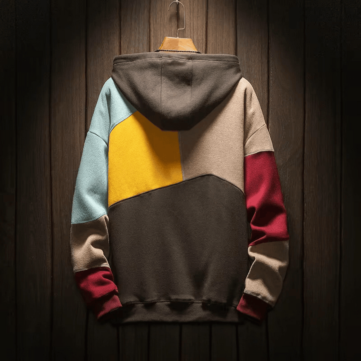 Men's Color Block Pullover Hoodie – Relaxed Streetwear Style-Jacob-Menswear