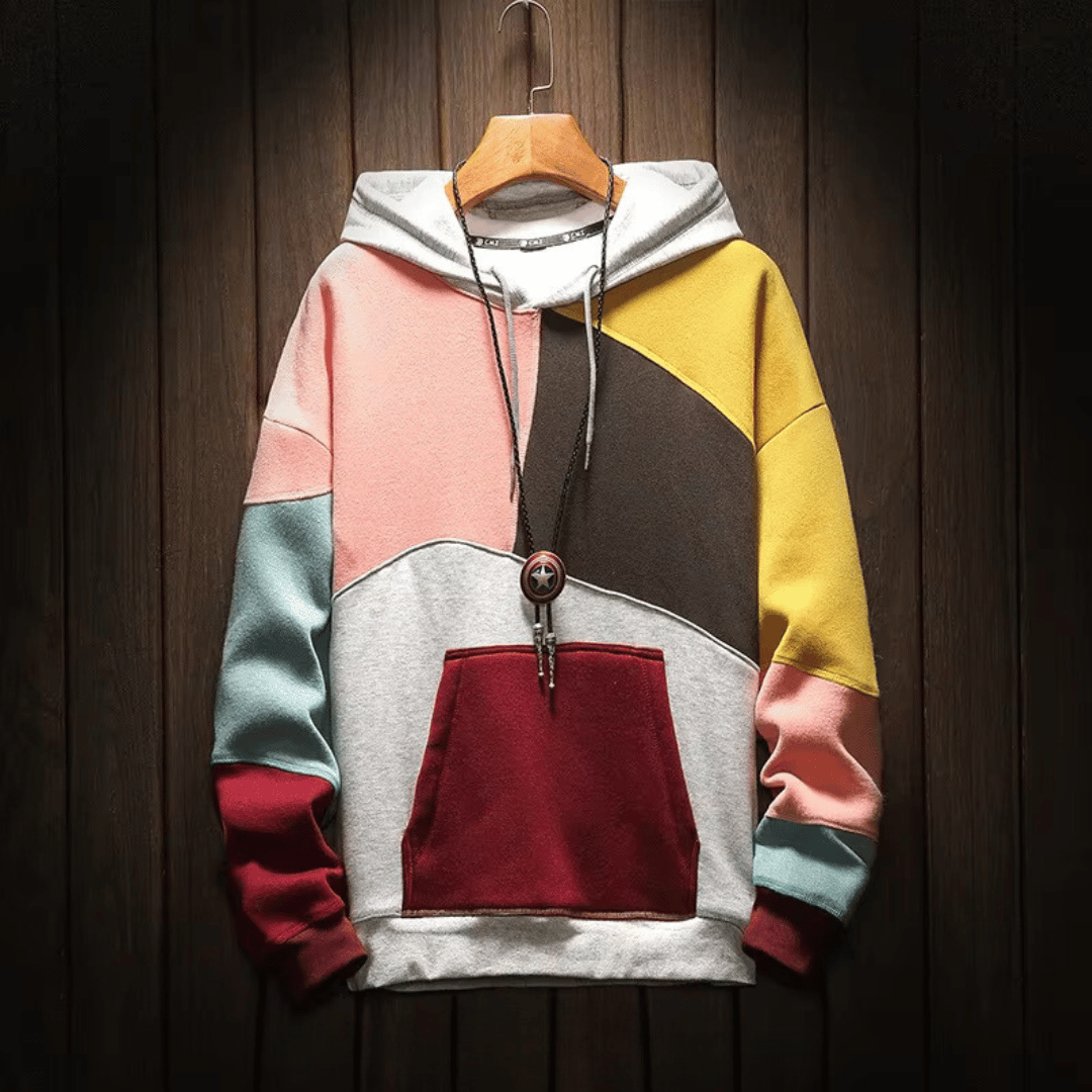 Men's Color Block Pullover Hoodie – Relaxed Streetwear Style-Jacob-Menswear