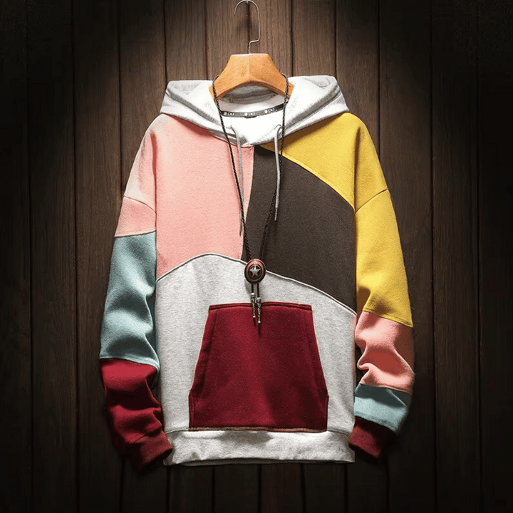 Men's Color Block Pullover Hoodie – Relaxed Streetwear Style-Jacob-Menswear