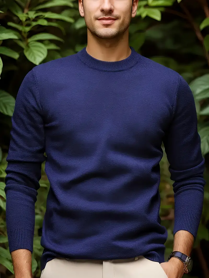 Men's Crew Neck Sweater - Modern Fit Knit - Blue
