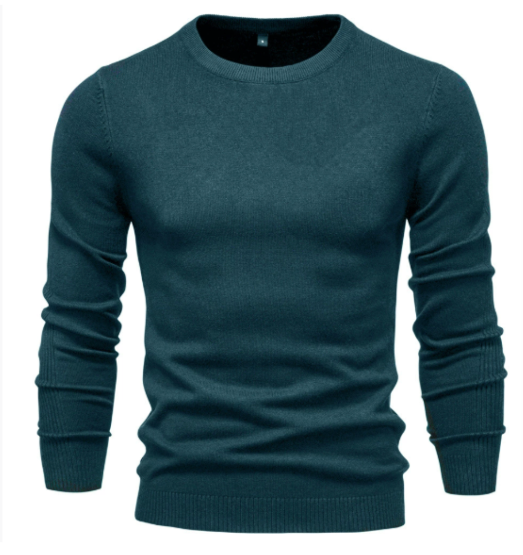Men's Crew Neck Sweater - Modern Fit Knit - Green