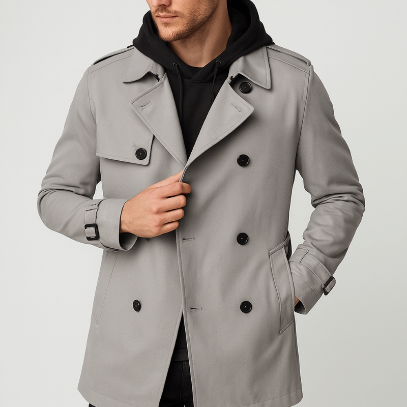 Men's Double Breasted Trenchcoat - Classic Fall Jacket