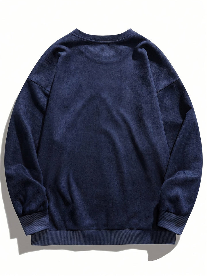 Men's Fleece Sweatshirt - Casual Crew Neck