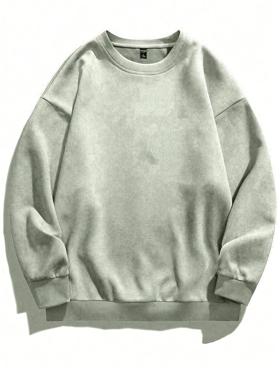 Men's Fleece Sweatshirt - Casual Crew Neck - Green