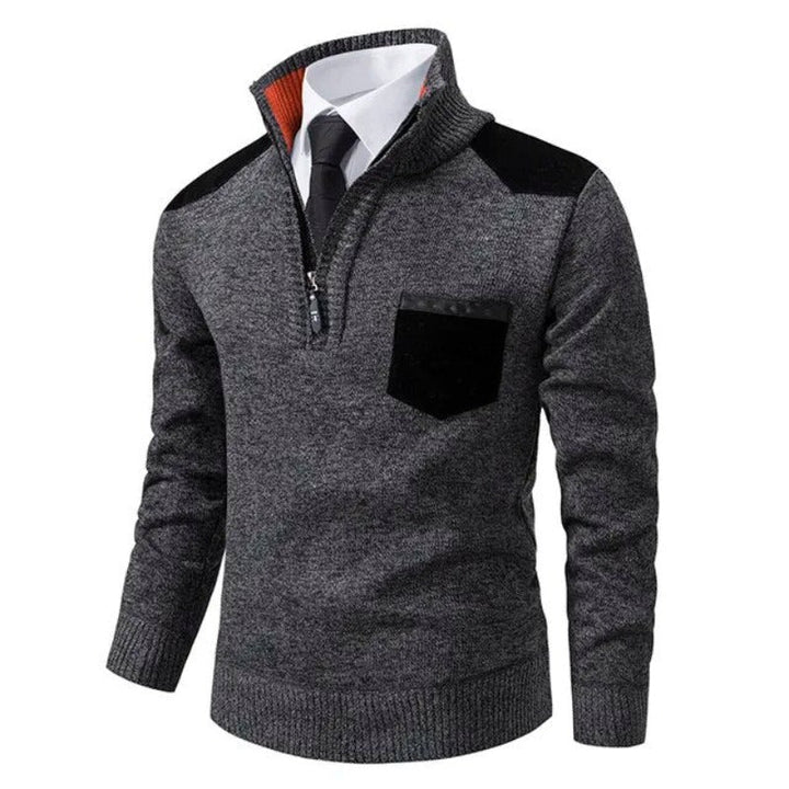 Men's Half Zip Sweater - Fine Knit Crewneck