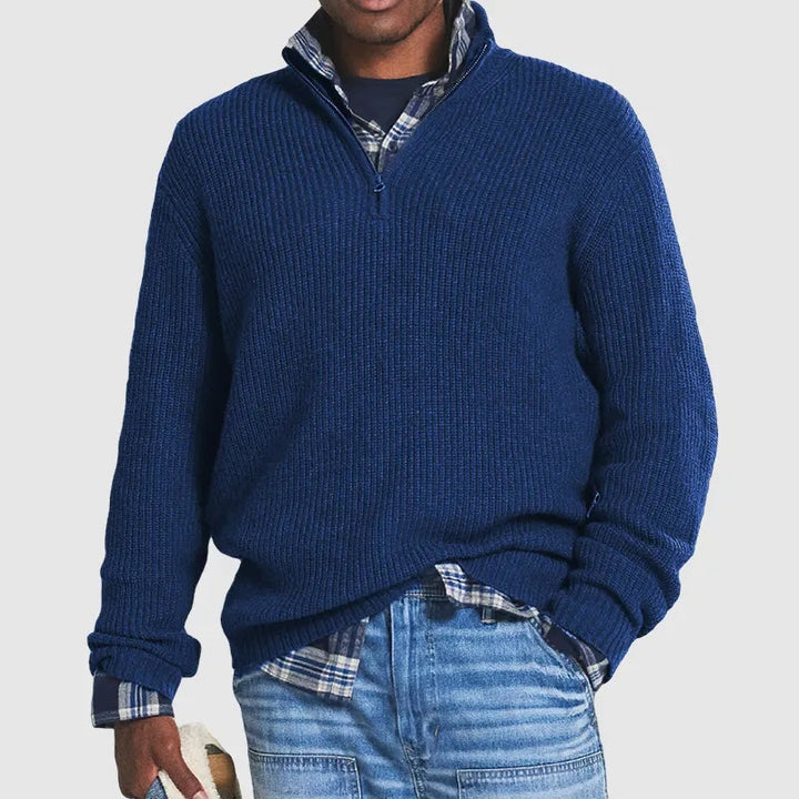 Men's Half-Zip Sweater - Modern Comfort Knit - Navy