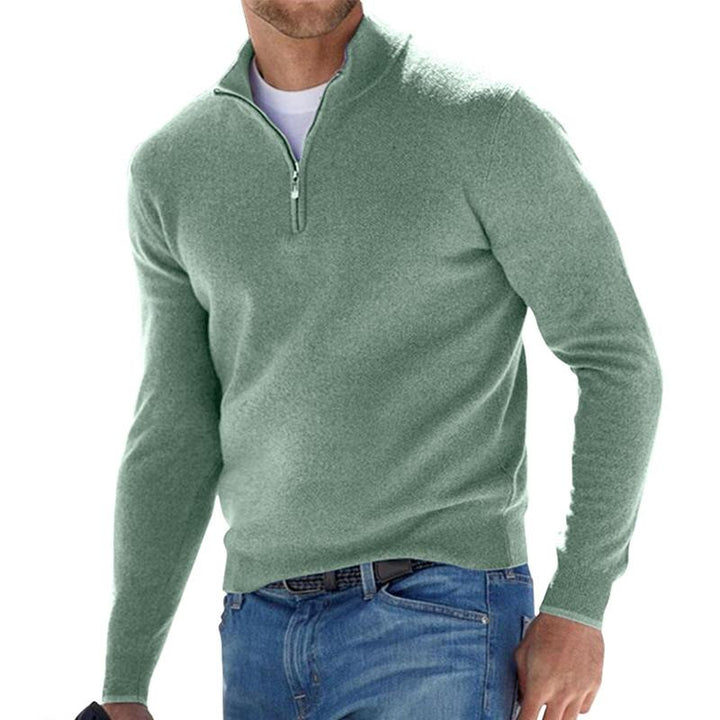 Men's Half-Zip Sweater - Refined Knit Pullover - Green