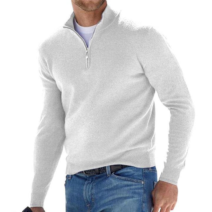 Men's Half-Zip Sweater - Refined Knit Pullover - White
