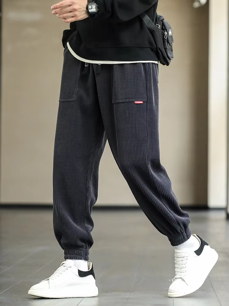 Men's Joggers Loose Fit Elastic Waist - Casual Comfort - Black