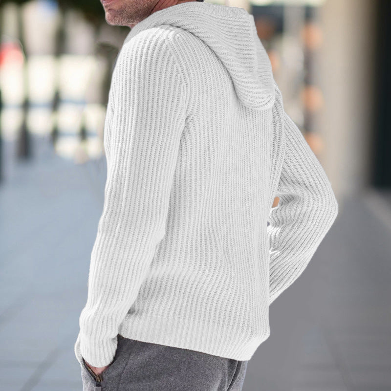 Men's Knit Cardigan with Hood - Casual Comfort Vest