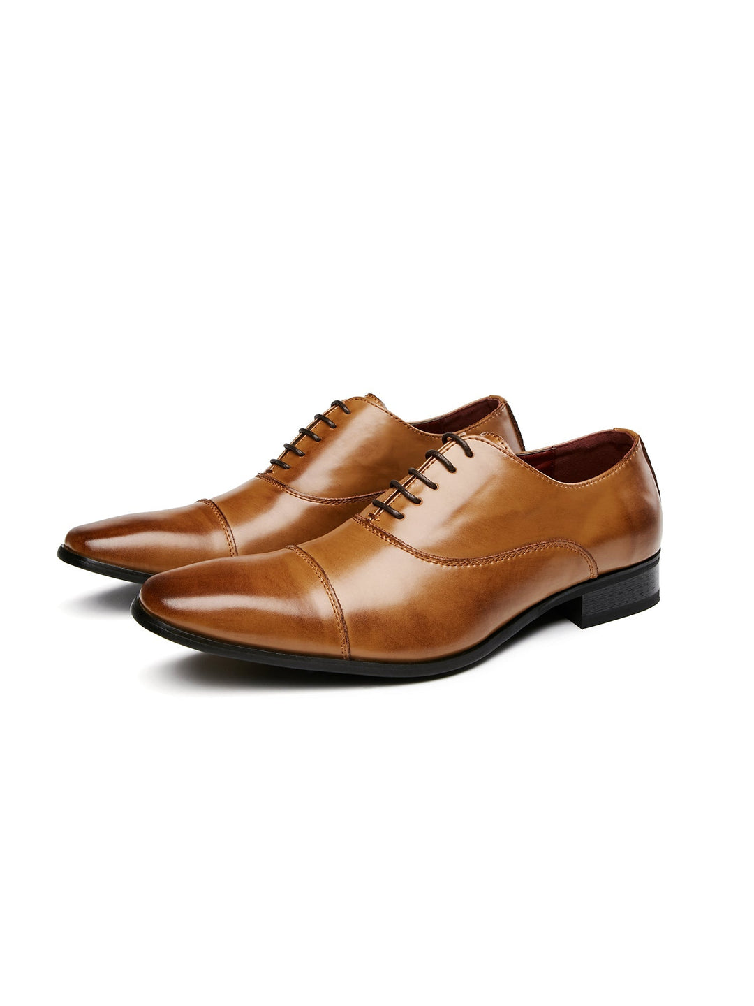 Men's Leather Oxford Dress Shoes - Polished Classic Lace-Up - Brown