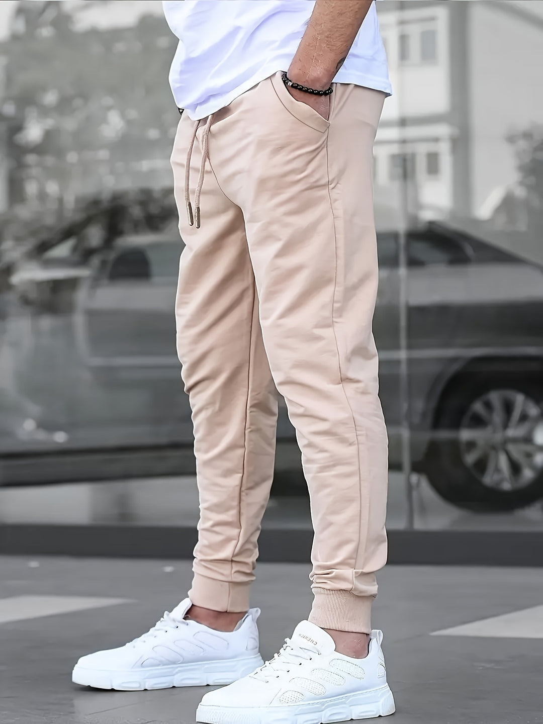 Men's Lightweight Athletic Shorts - Slim Fit with Drawstring - Khaki