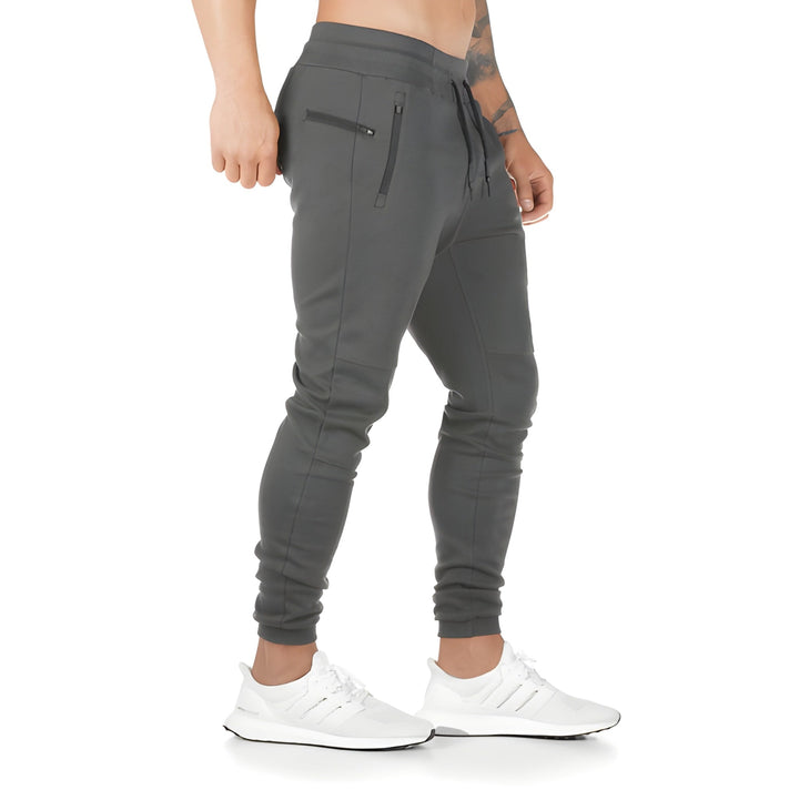 Men's Lightweight Joggers - Zip Pockets & Drawstring - Dark Grey