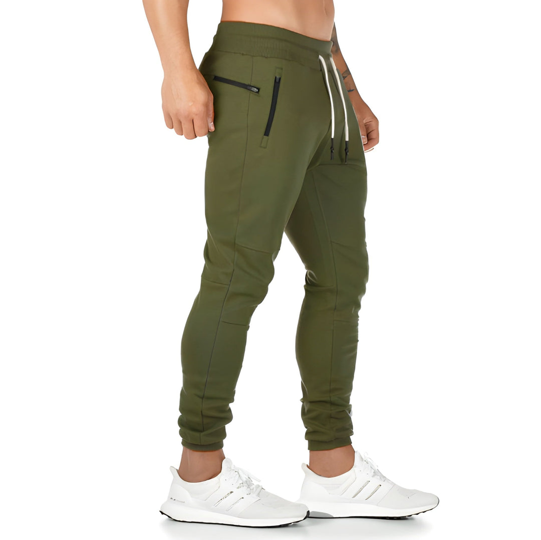 Men's Lightweight Joggers - Zip Pockets & Drawstring - Green