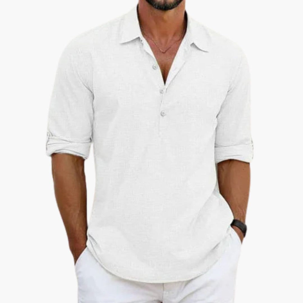 Men's Long Sleeve Button-Up Shirt – Smart Casual Summer Style-Jacob-Menswear