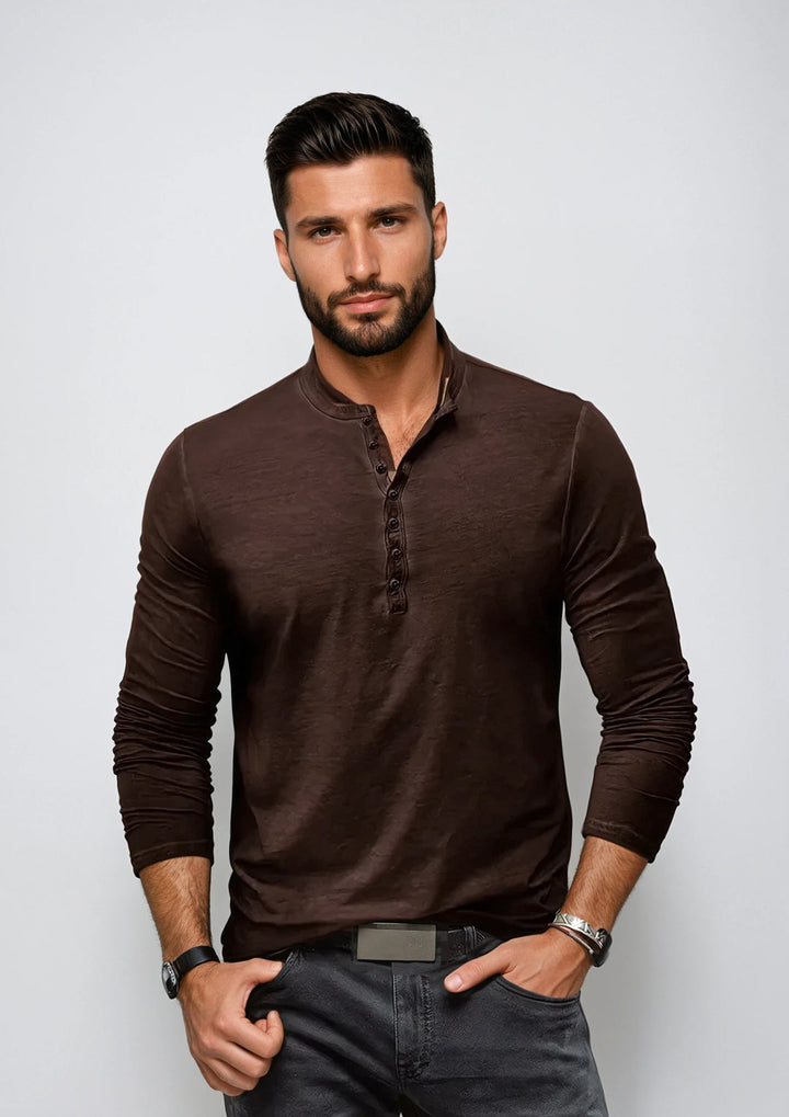 Men's Long Sleeve Dress Shirt - Classic Versatile Fit - Brown