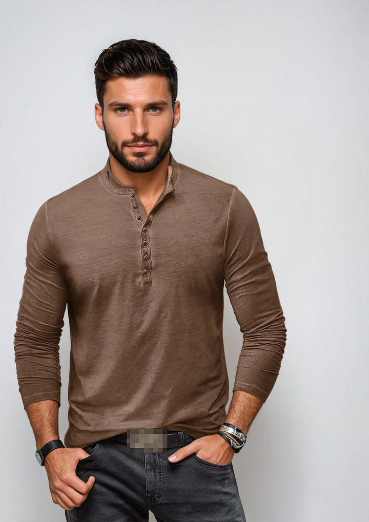 Men's Long Sleeve Dress Shirt - Classic Versatile Fit - Khaki