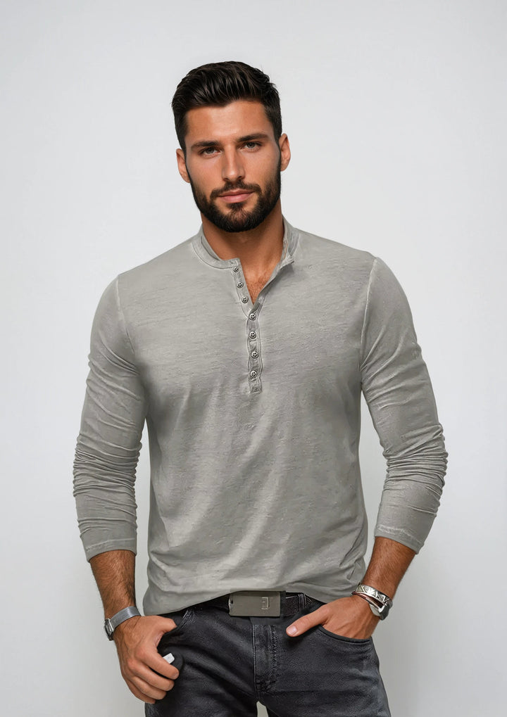 Men's Long Sleeve Dress Shirt - Classic Versatile Fit - Light Grey