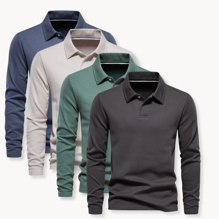 Men's Long Sleeve Polo Shirt - Classic Comfort & Timeless Style