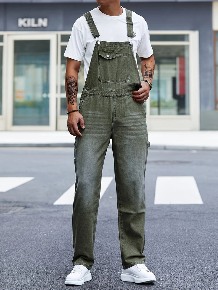Men's Loose Fit Work Overalls - Multiple Pockets All-Season - Green