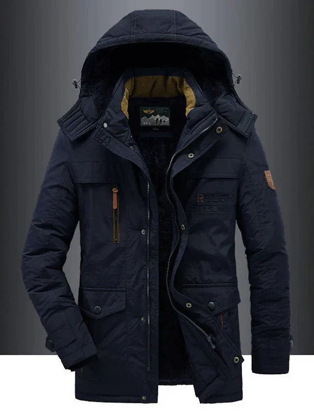 Men's Military Jacket - Casual Winter Coat - Blue