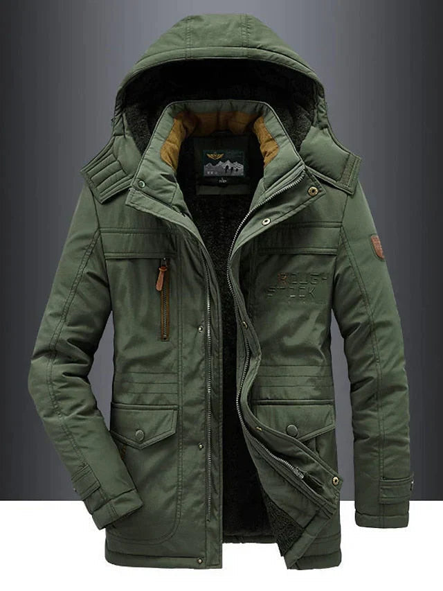 Men's Military Jacket - Casual Winter Coat - Green