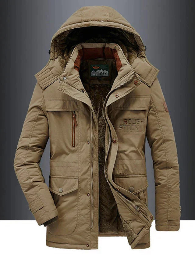 Men's Military Jacket - Casual Winter Coat - Khaki