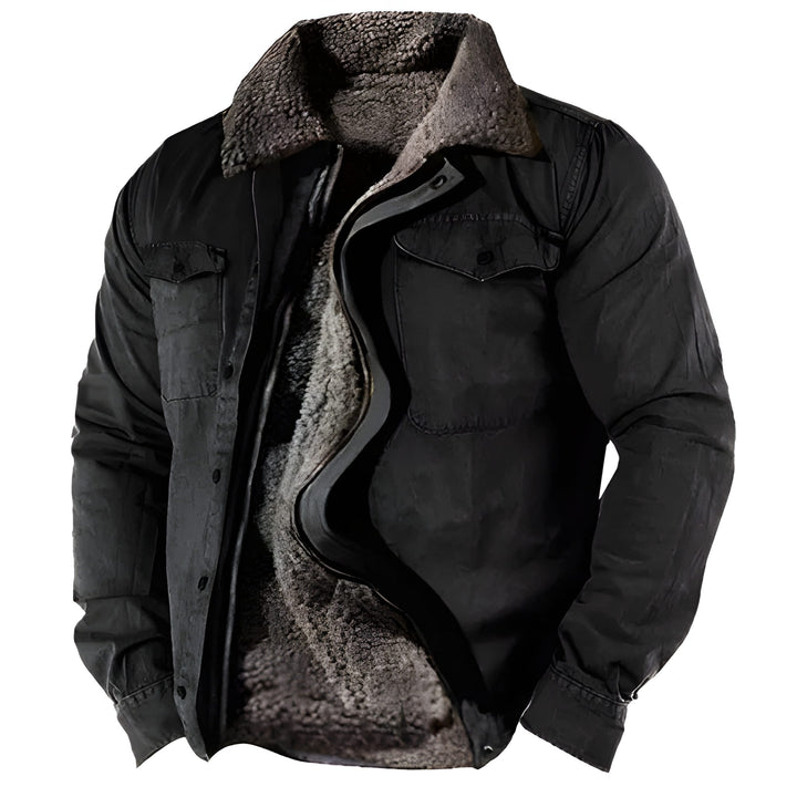 Men's Military Winter Jacket - Functional Pockets & Durable - Black