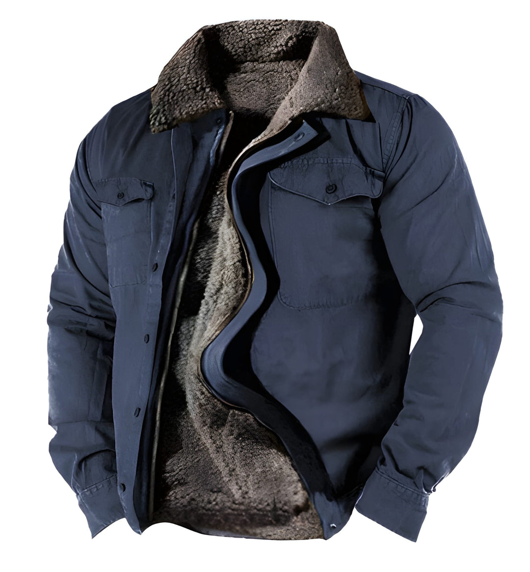Men's Military Winter Jacket - Functional Pockets & Durable - Blue