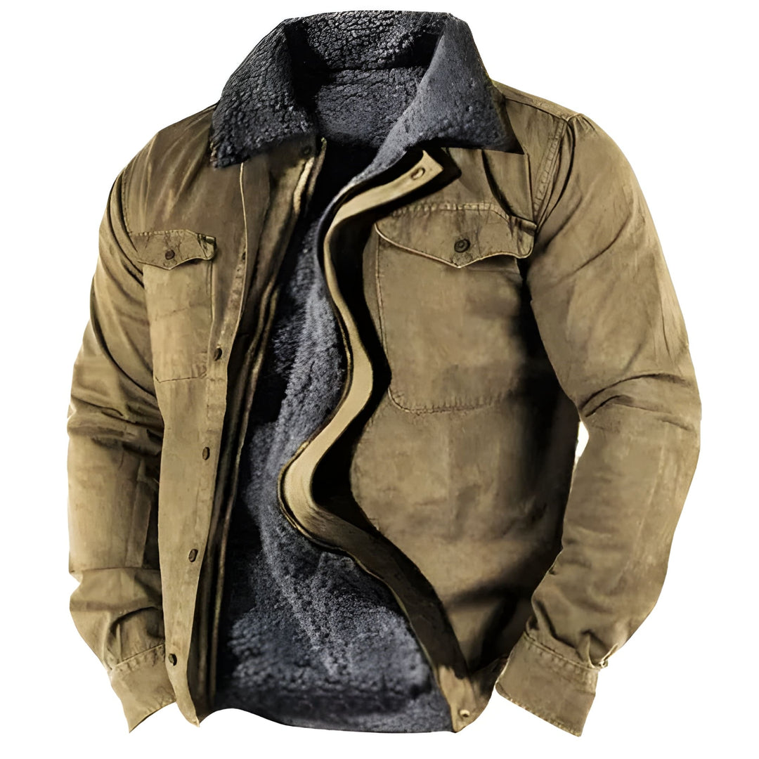 Men's Military Winter Jacket - Functional Pockets & Durable - Olive Green