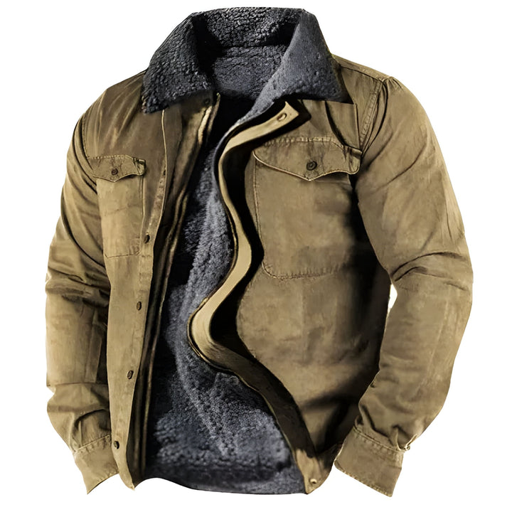 Men's Military Winter Jacket - Functional Pockets & Durable - Olive Green