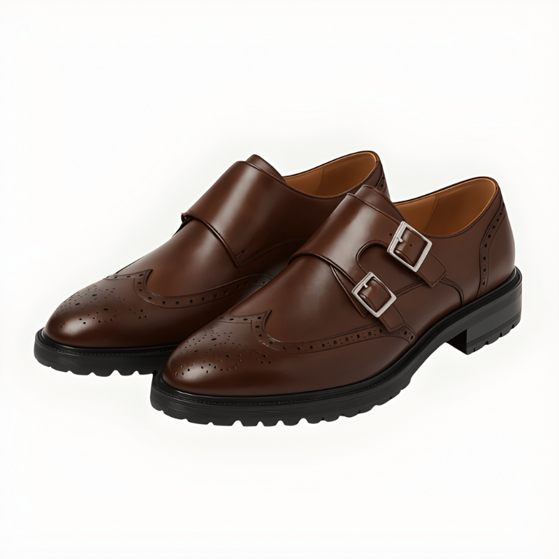 Men's Monk Strap Dress Shoes - Double Buckle Formal