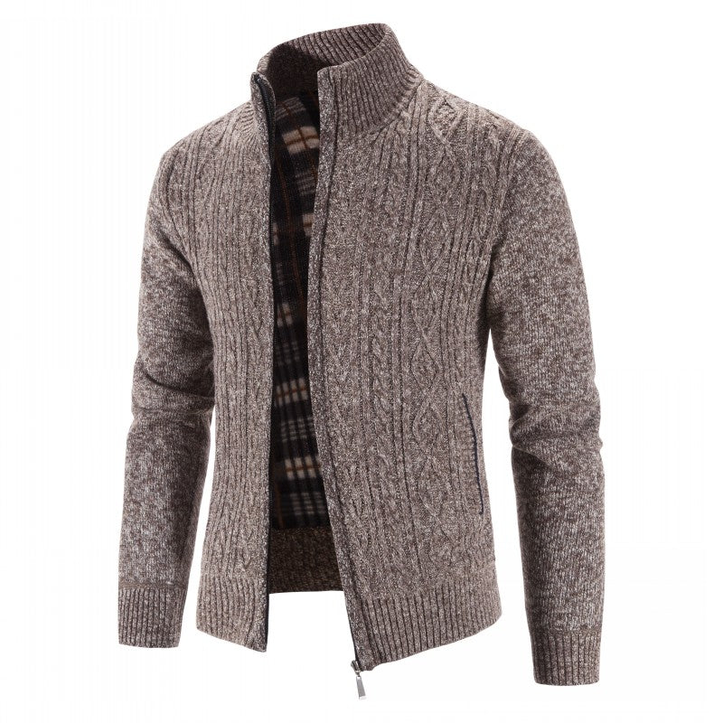 Men's Open Front Cardigan Sweater - Casual Knit Vest - Brown