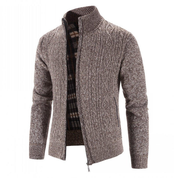 Men's Open Front Cardigan Sweater - Casual Knit Vest - Brown