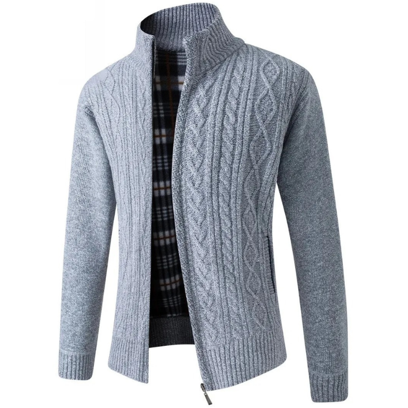 Men's Open Front Cardigan Sweater - Casual Knit Vest - Grey