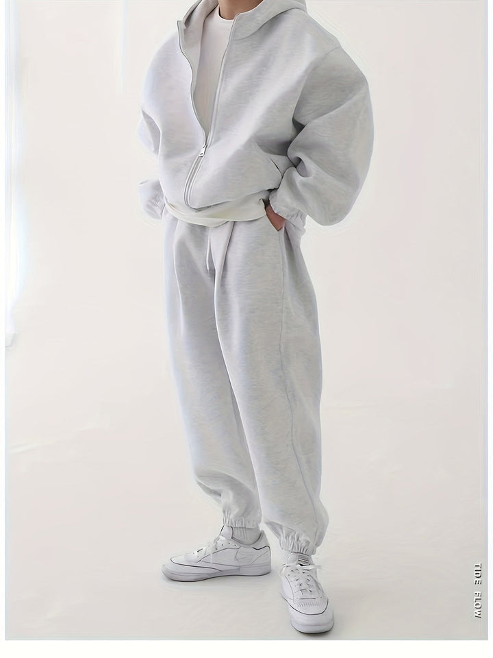 Men's Oversized Hoodie & Sweatpants Set - Relaxed Fit - Grey