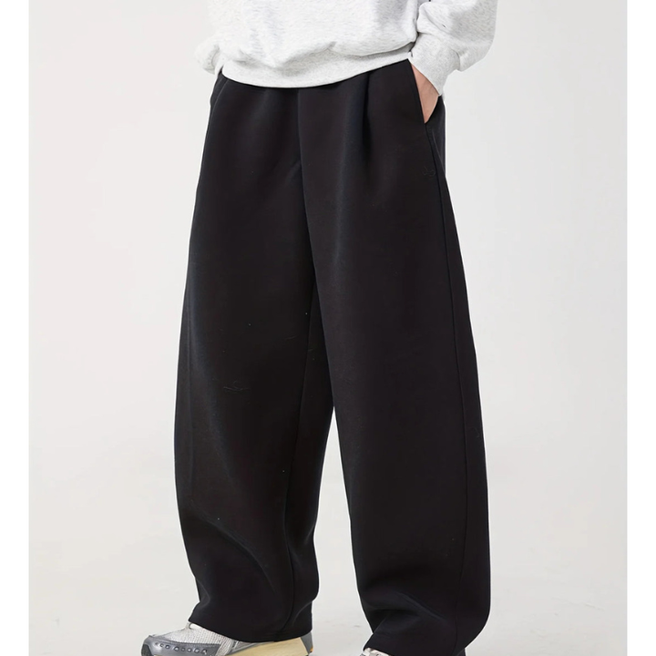 Men's Oversized Winter Pants - Elastic Waist Relaxed Fit - Black