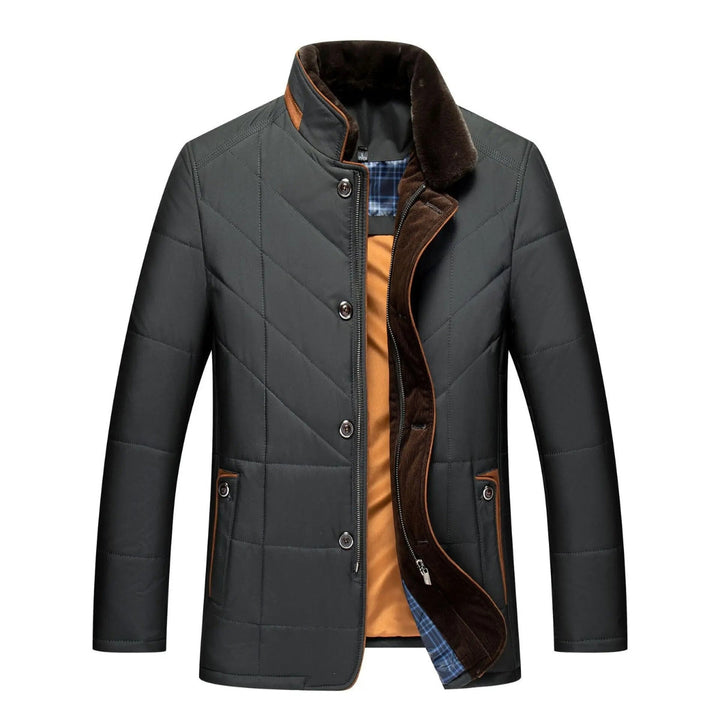 Men's Quilted Winter Jacket - Warm & Functional - Black