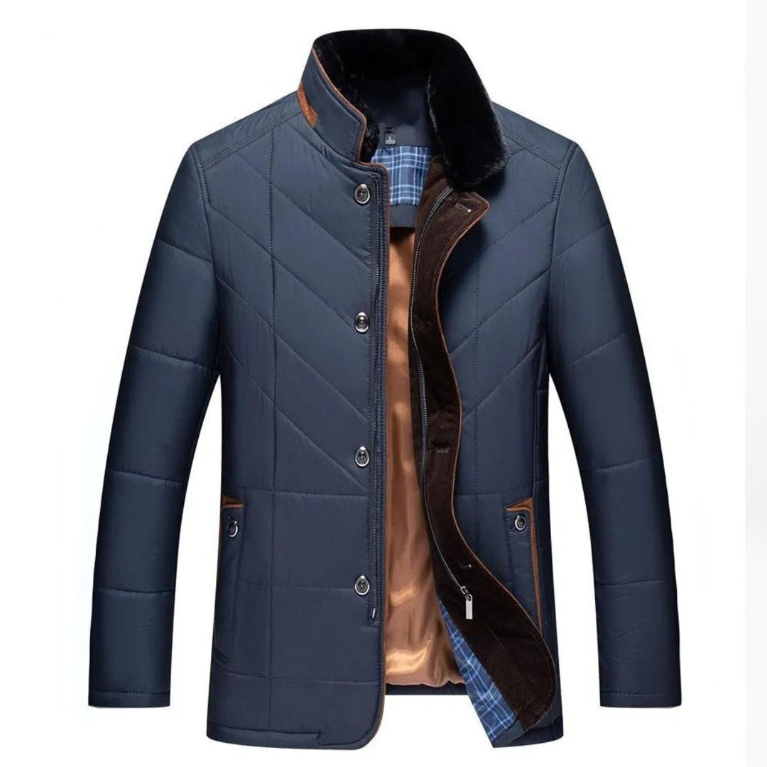 Men's Quilted Winter Jacket - Warm & Functional - Blue
