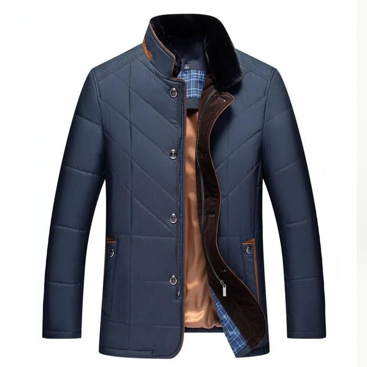 Men's Quilted Winter Jacket - Warm & Functional - Blue